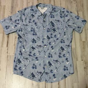 Blue Tropical Print Men's Shirt